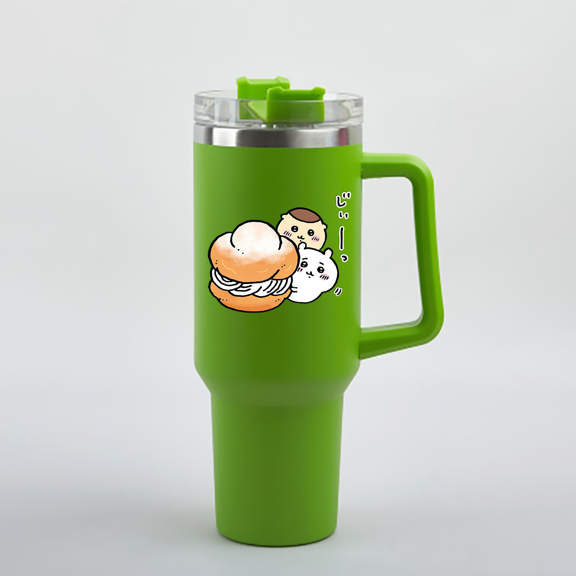 （画像用） ちいかわ くりまんじゅう Chii-kawa kuri manjū 1200mL車用タンブラー - クリスタルステッカー（プラスチックストロー付き）